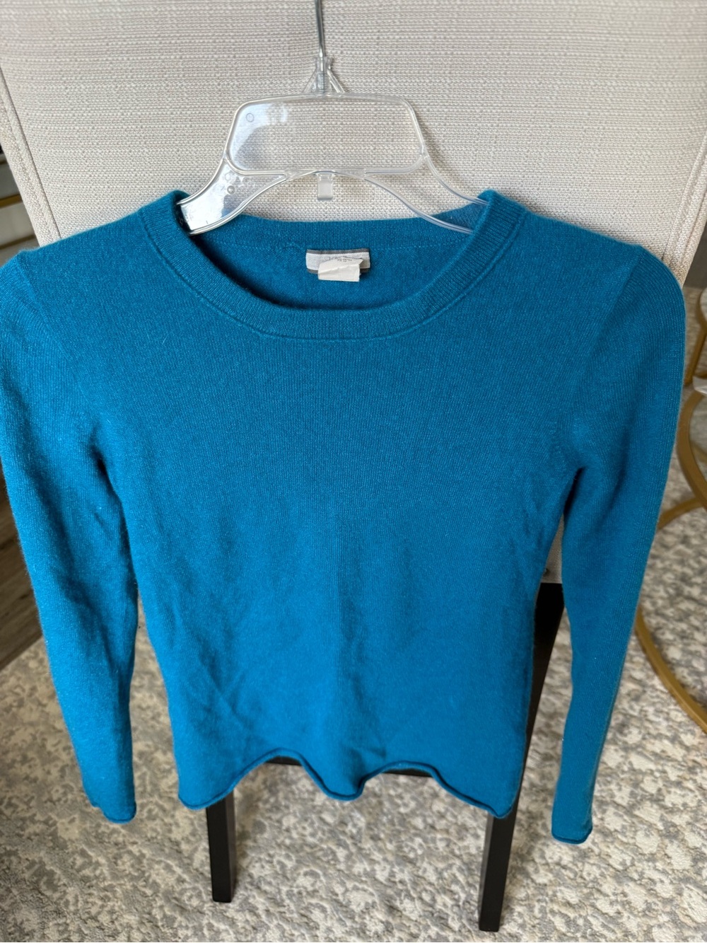 J.Crew 100% Cashmere Crewneck Sweater Blue Teal for Spring, S - Picture 2 of 6